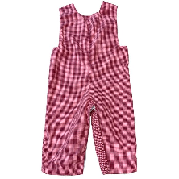 Mom & Me Smocked Christmas Longalls Overalls Baby Boy Size 3M Santa Reindeer - Picture 2 of 14